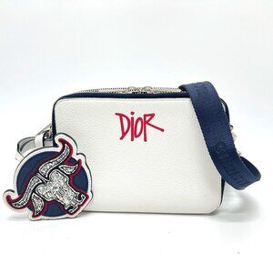 CHRISTIAN DIOR White Leather Shoulder Bag